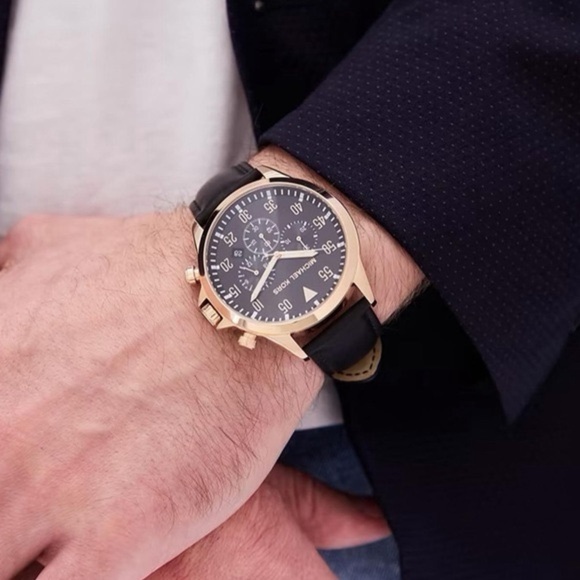 MICHAEL KORS • Black Leather Access Gage Rose Gold Hybrid Smart Watch - Picture 8 of 11